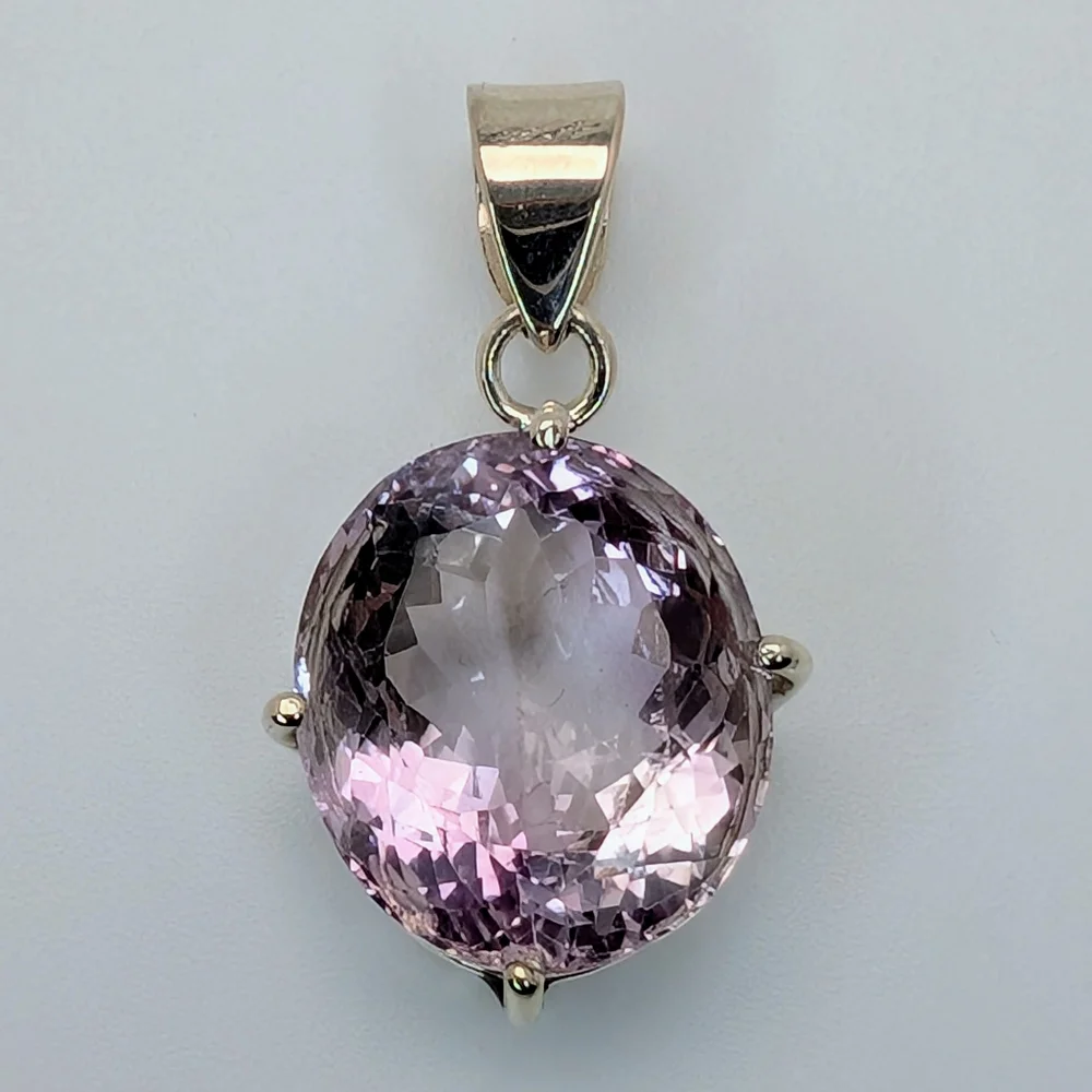 Natural Pink Amethyst Pendant S925 Sterling Silver Pendant - Picture 4 of 11